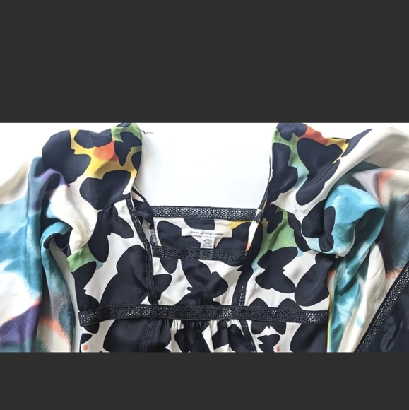 Diane Von Furstenberg Leena Silk-Blend Butterfly Print kimono Dress sz 4 - Picture 4 of 5